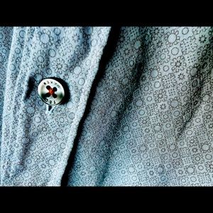 Ted Baker London Men’s Button Down Gray Pattern w/ Red Paisley Flip Cuff Sz 15.5